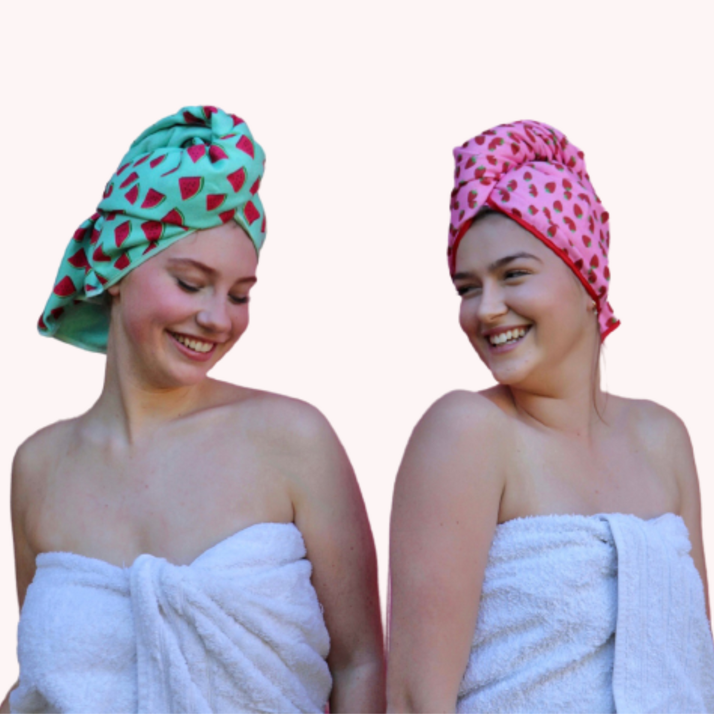 Unicorn Microfibre Hair Towel ®Wrap Twin Pack : Strawberry & Watermelon