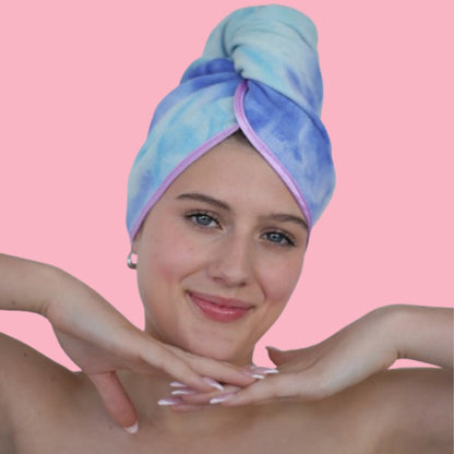 Unicorn Microfibre Hair Towel® Wrap - Tie Dye Blue