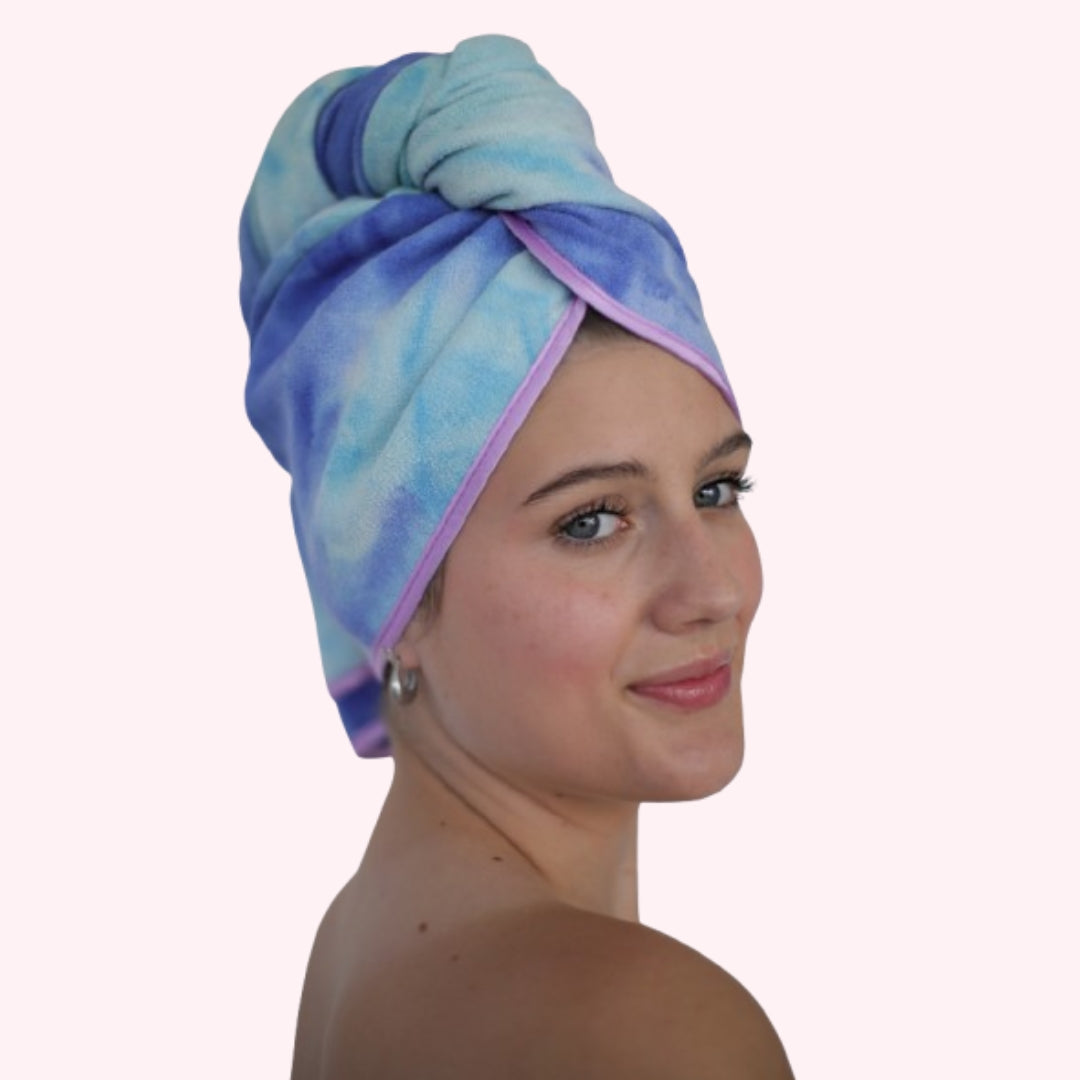 Unicorn Microfibre Hair Towel® Wrap Tie Dye Blue