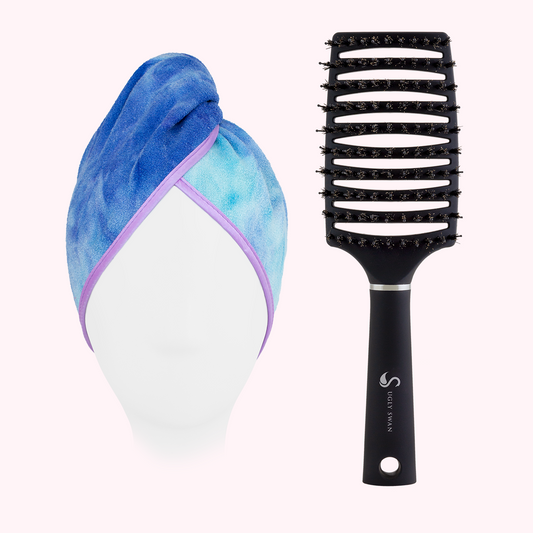 Unicorn Hair Towel & Scream Free® Maxi Hair Brush Set