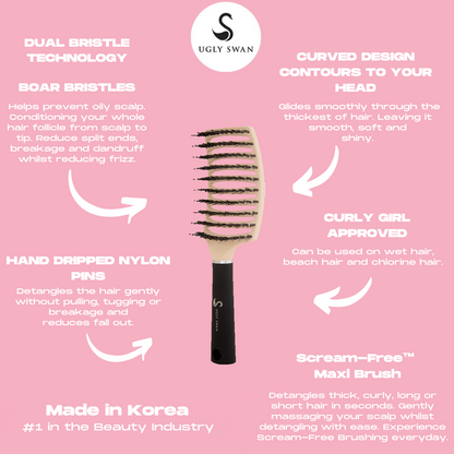 Scream-Free® Maxi Detangling Hair Brush - Latte